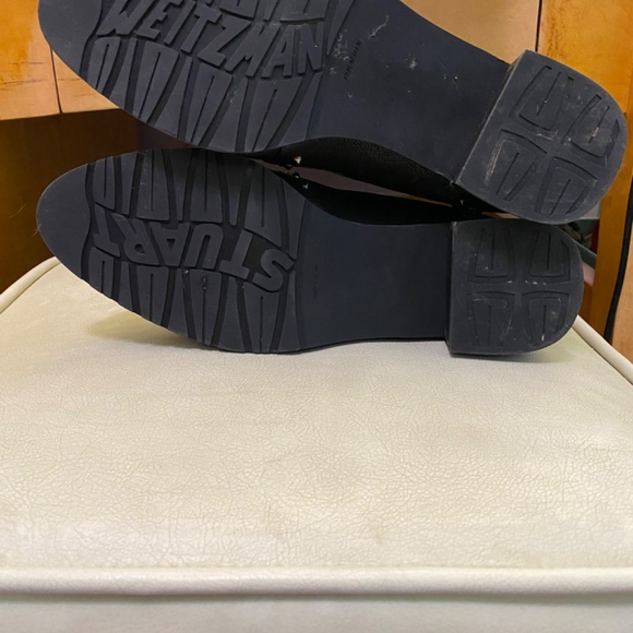 Stuart Weitzman Witchy Goth Biker Black Leather Studded Ankle Boots Sz 7.5 - Picture 6 of 8